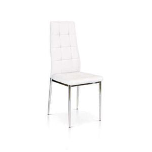 milani home sedia per sala da pranzo, cucina elegante di design moderno in ecopelle e metal bianco 51 x 98 x 41 cm