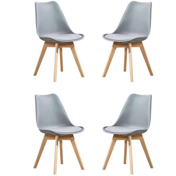 milani home margot - set di 4 sedie moderna imbottita con gambe in legno