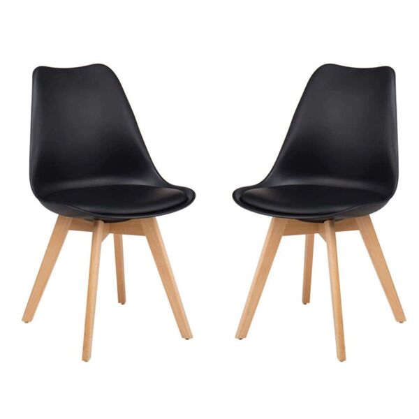 milani home margot - set di 2 sedie moderne imbottita con gambe in legno
