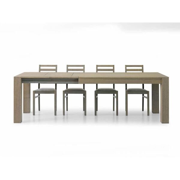 milani home elvis - tavolo da pranzo moderno allungabile in rovere spazzolato 90x140/180/220