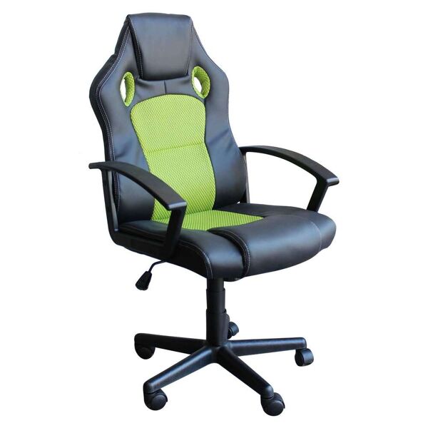 milani home poltrona da gaming ergonomica con poggiatesta e supporto lombare sedia da lavor verde lime 61 x 114 x 65 cm
