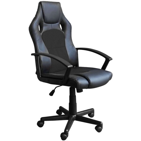 milani home poltrona da gaming ergonomica con poggiatesta e supporto lombare sedia da lavor nero 61 x 114 x 65 cm