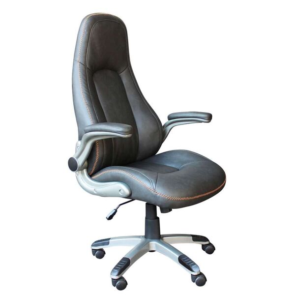 milani home poltrona da gaming ergonomica con poggiatesta e supporto lombare sedia da lavor grigio 68 x 123 x 67 cm