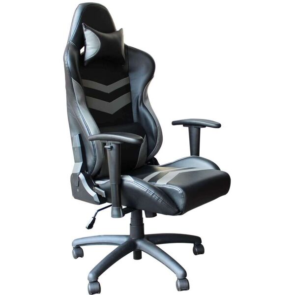 milani home poltrona da gaming ergonomica con poggiatesta e supporto lombare sedia da lavor grigio 69 x 129 x 70 cm