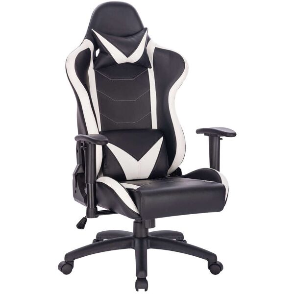 milani home poltrona da gaming ergonomica con poggiatesta e supporto lombare sedia da lavor bianco 70 x 129 x 72 cm