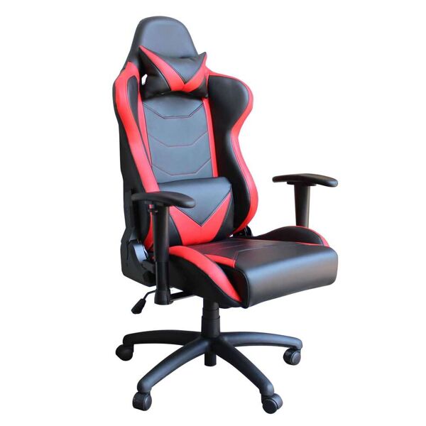 milani home poltrona da gaming ergonomica con poggiatesta e supporto lombare sedia da lavor rosso 70 x 129 x 72 cm