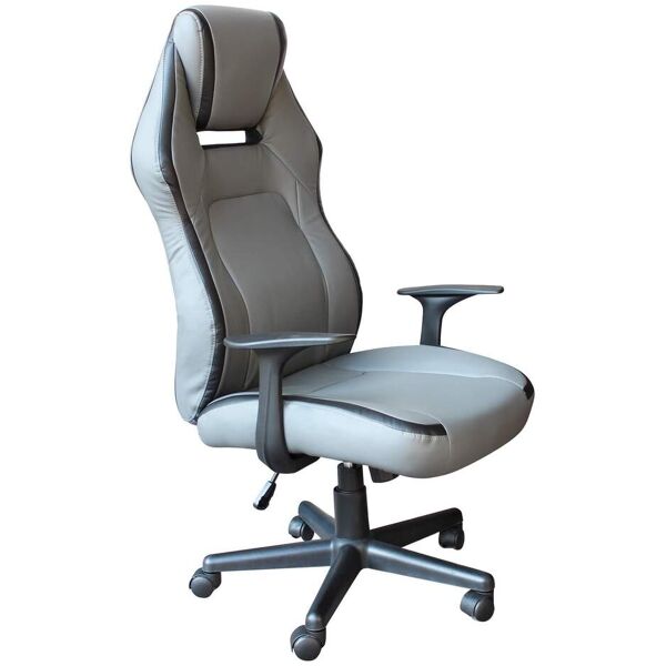 milani home poltrona da gaming ergonomica con poggiatesta e supporto lombare sedia da lavor grigio chiaro 68 x 127 x 66 cm