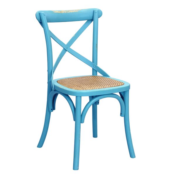 milani home sedia vintage in legno di design moderno vintage azzurro 46 x 87 x 42 cm