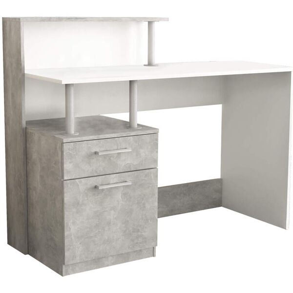 milani home scrivania di design per studio moderna con cassetto 120x75/91x55 h cemento 120 x 91 x 55 cm