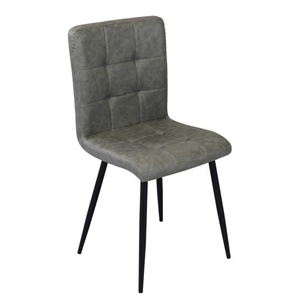 milani home sedia imbottita per sala da pranzo in ecopelle di design moderno industrial cm grigio 40 x 89 x 41 cm