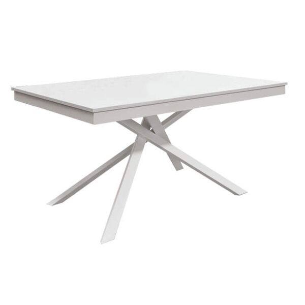 milani home tavolo da pranzo allungabile di design moderno industrial cm 80 x 140/200 x 77 h bianco x x cm