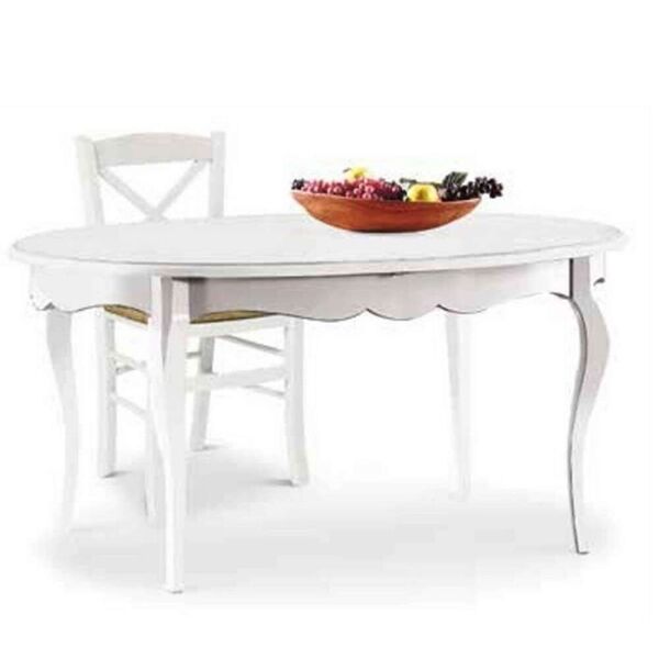 milani home tavolo da pranzo ovale allungabile in legno massello 100x160/210 bianco 160 x 75 x 160 cm