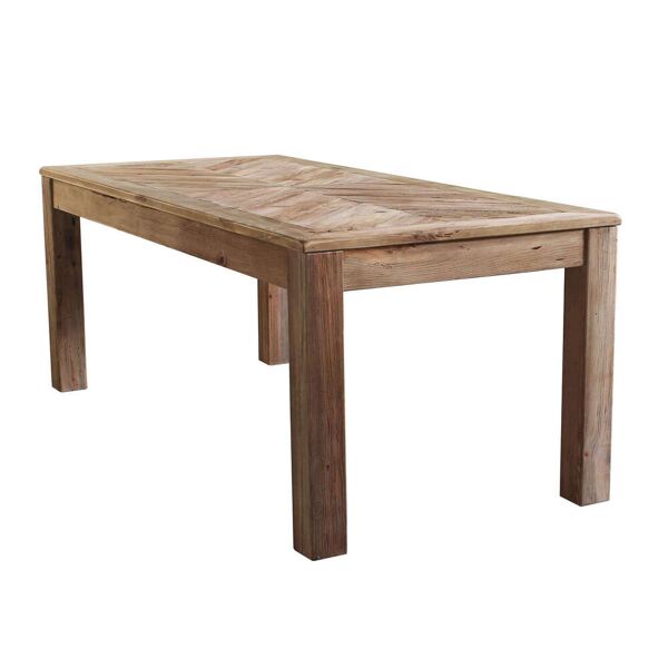 milani home tavolo da pranzo in legno di pino massello riciclato stile moderno di design, r marrone 200 x 76 x 90 cm