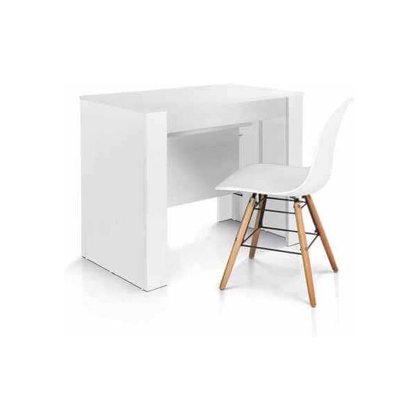 milani home tavolo consolle da pranzo allungabile bianco moderno di design , cm 90x50/95/14 bianco 90 x 75 x 50 cm