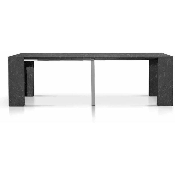 milani home tavolo consolle da pranzo allungabile colore antracite moderno di design , cm 9 nero 90 x 75 x 45 cm