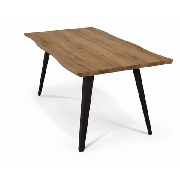 milani home tavolo da pranzo moderno con piano in legno di rovere di design contemporaneo, marrone 160 x 75 x 90 cm