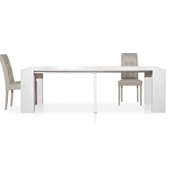 milani home tavolo da pranzo moderno di design allungabile a consolle bianco cm 90x45/95/14 bianco 90 x 80 x 45 cm