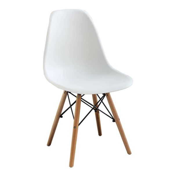 milani home sedia moderna di design in abs bianca con gambe in legno per interno casa uffic bianco 53 x 82 x 47 cm