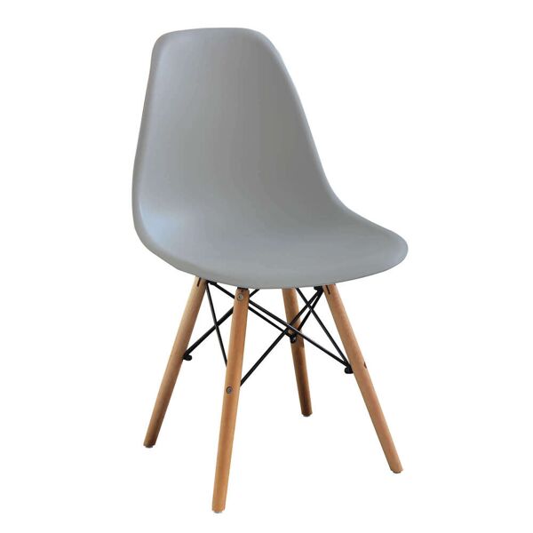 milani home sedia moderna di design grigia in abs con gambe in legno per casa ufficio studi grigio 53 x 82 x 47 cm