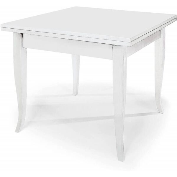 milani home tavolo da pranzo allungabile apribile a libro bianco cm 80x80/160 per interno s bianco 80 x 75 x 80 cm