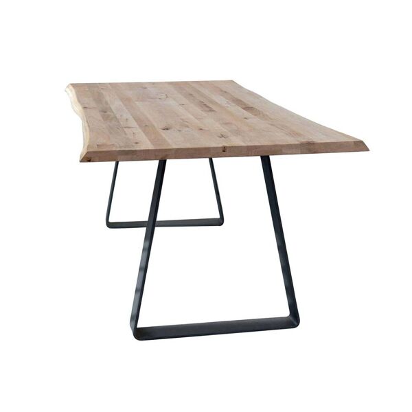 milani home tavolo da pranzo moderno di design cm 160x90 struttura nera piano massello natu marrone 160 x 75 x 90 cm