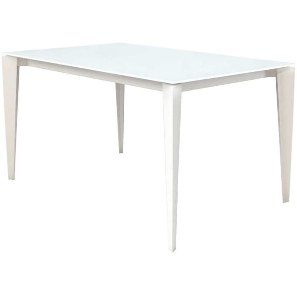 milani home tavolo da pranzo moderno di design allungabile cm 90x160/210/260 bianco con pia trasparente 160 x 75 x 90 cm