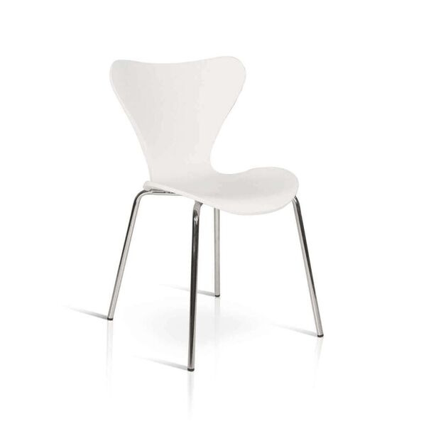 milani home sedia moderna di design bianca struttura in metallo seduta e schienale mdf per bianco x x cm