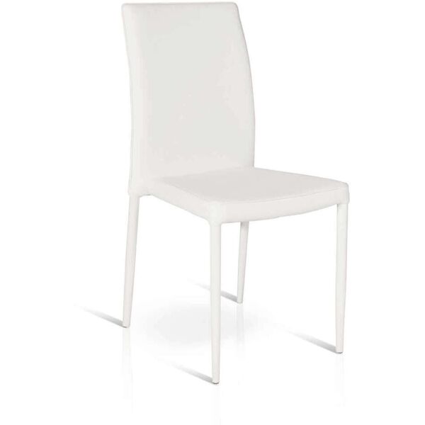 milani home sedia moderna di design ecopelle bianca struttura in metallo per arredo interno bianco x x cm