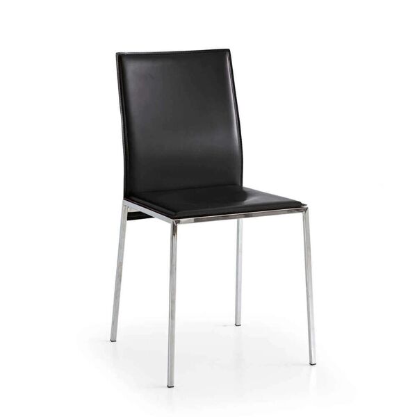 milani home sedia moderna di design ecopelle nera struttura in metallo per arredo interno c nero x x cm