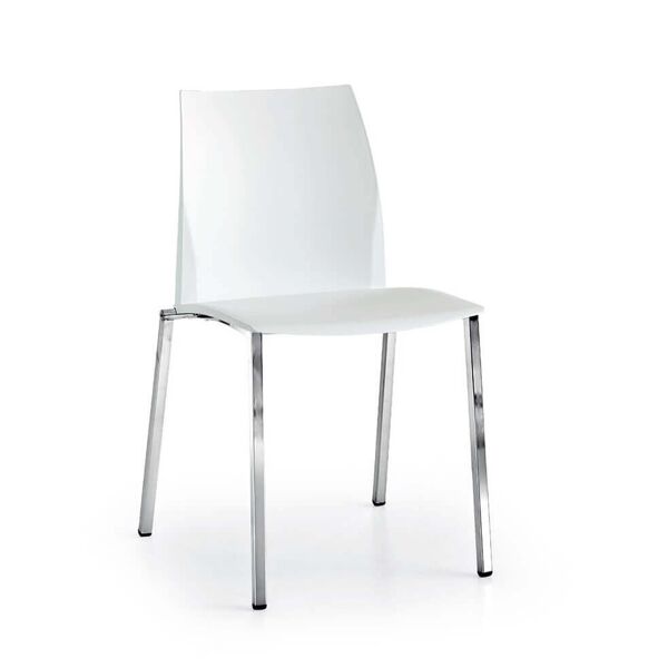 milani home sedia moderna di design in ecopelle bianca con struttura in metallo per arredo bianco x x cm
