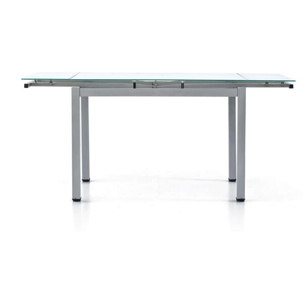 milani home tavolo da pranzo moderno di design allungabile grigio con piano in vetro 70x100 trasparente 110 x 75 x 70 cm