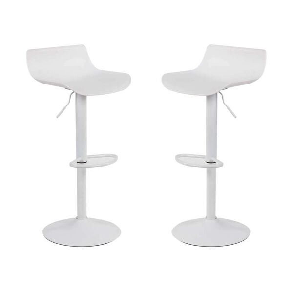 milani home set di 2 sgabelli da bar albergo hotel sedia cucina con poggiapiedi altezza reg bianco 43 x 96 x 44 cm