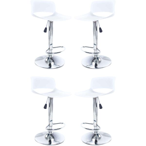 milani home set di 4 sgabelli da bar albergo hotel sedia cucina con poggiapiedi altezza reg bianco 46 x 96 x 40 cm