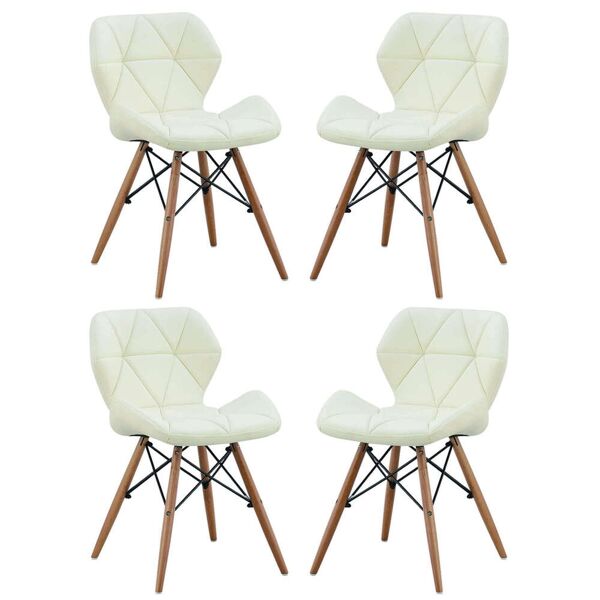 milani home set di 4 sedie da cucina moderna di design in ecopelle di design similpelle sti bianco 41 x 71 x 49 cm