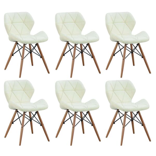 milani home set di 6 sedie da cucina moderna di design in ecopelle di design similpelle sti bianco 41 x 71 x 49 cm