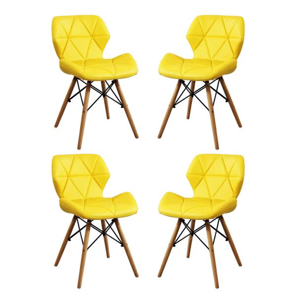 milani home set di 4 sedie da cucina moderna di design in ecopelle di design similpelle sti giallo 41 x 71 x 49 cm