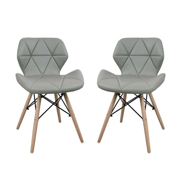 milani home set di 2 sedie da cucina moderna di design in ecopelle di design similpelle sti grigio 41 x 71 x 49 cm