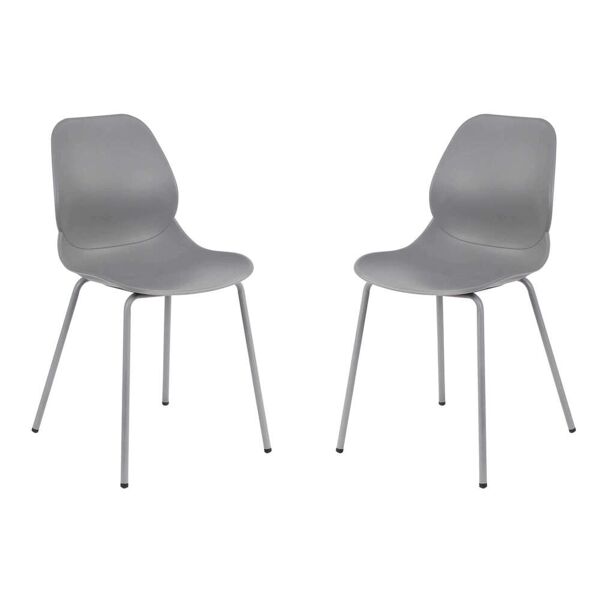 milani home set di 2 sedie per sala da pranzo in plastica polipropilene alta resistenza qua grigio 46 x 84 x 54 cm