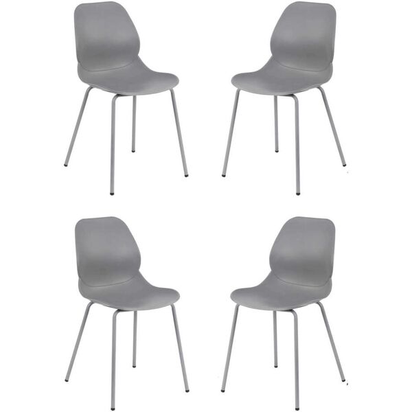 milani home set di 4 sedie per sala da pranzo in plastica polipropilene alta resistenza qua grigio 46 x 84 x 54 cm