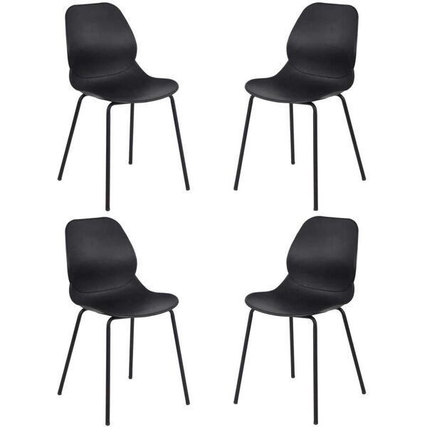 milani home set di 4 sedie per sala da pranzo in plastica polipropilene alta resistenza qua nero 46 x 84 x 54 cm