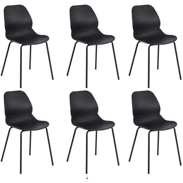 milani home set di 6 sedie per sala da pranzo in plastica polipropilene alta resistenza qua nero 46 x 84 x 54 cm