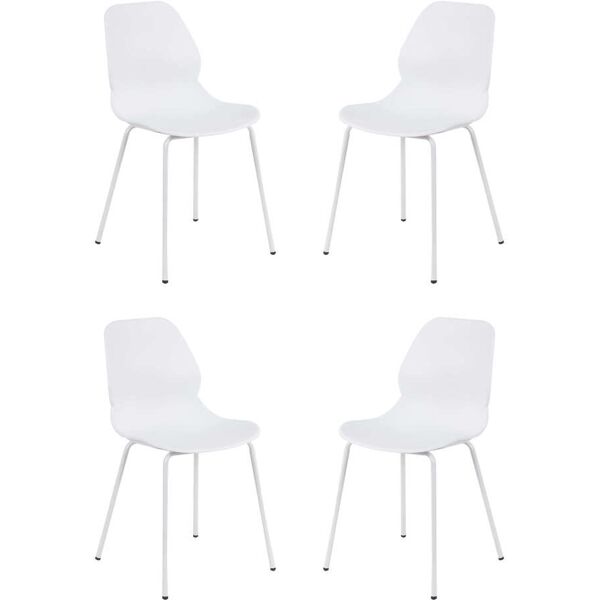 milani home set di 4 sedie per sala da pranzo in plastica polipropilene alta resistenza qua bianco 46 x 84 x 54 cm