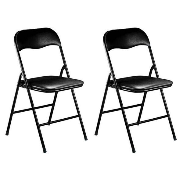 milani home set di 2 sedie pieghevoli slim nere opache struttura nera per interno sala da p nero 44 x 79 x 45 cm