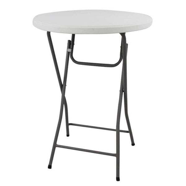 milani home tavolo catering alto rotondo in metallo e abs bianco diametro 60 pieghevole per grigio 60 x 110 x 60 cm