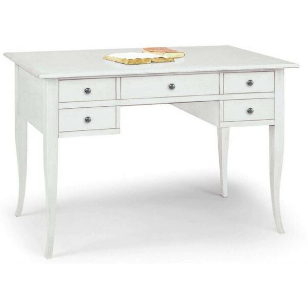 milani home scrittoio in legno massello 107x56x81 bianco 107 x 80 x 56 cm