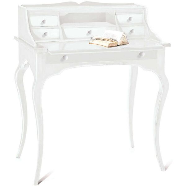 milani home scrittoio in legno massello 78x50x95 bianco 78 x 95 x 50 cm