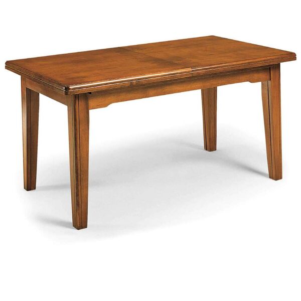 milani home tavolo da pranzo allungabile in legno massello 85x160/205/250/295/340 tinta noce 160 x 75 x 85 cm