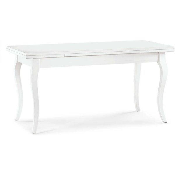 milani home tavolo da pranzo allungabile in legno massello 85x160 con 2 allunghe bianco 160 x 75 x 85 cm