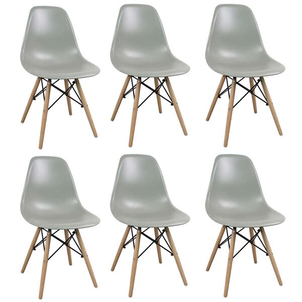 milani home set di 6 sedie di design moderne in abs grigio struttura in metallo verniciato grigio 53 x 82 x 47 cm