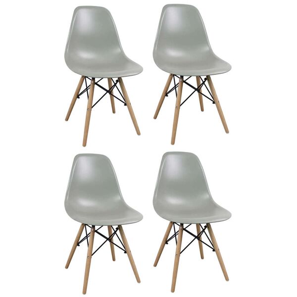 milani home set di 4 sedie di design moderne in abs grigio struttura in metallo verniciato grigio 53 x 82 x 47 cm